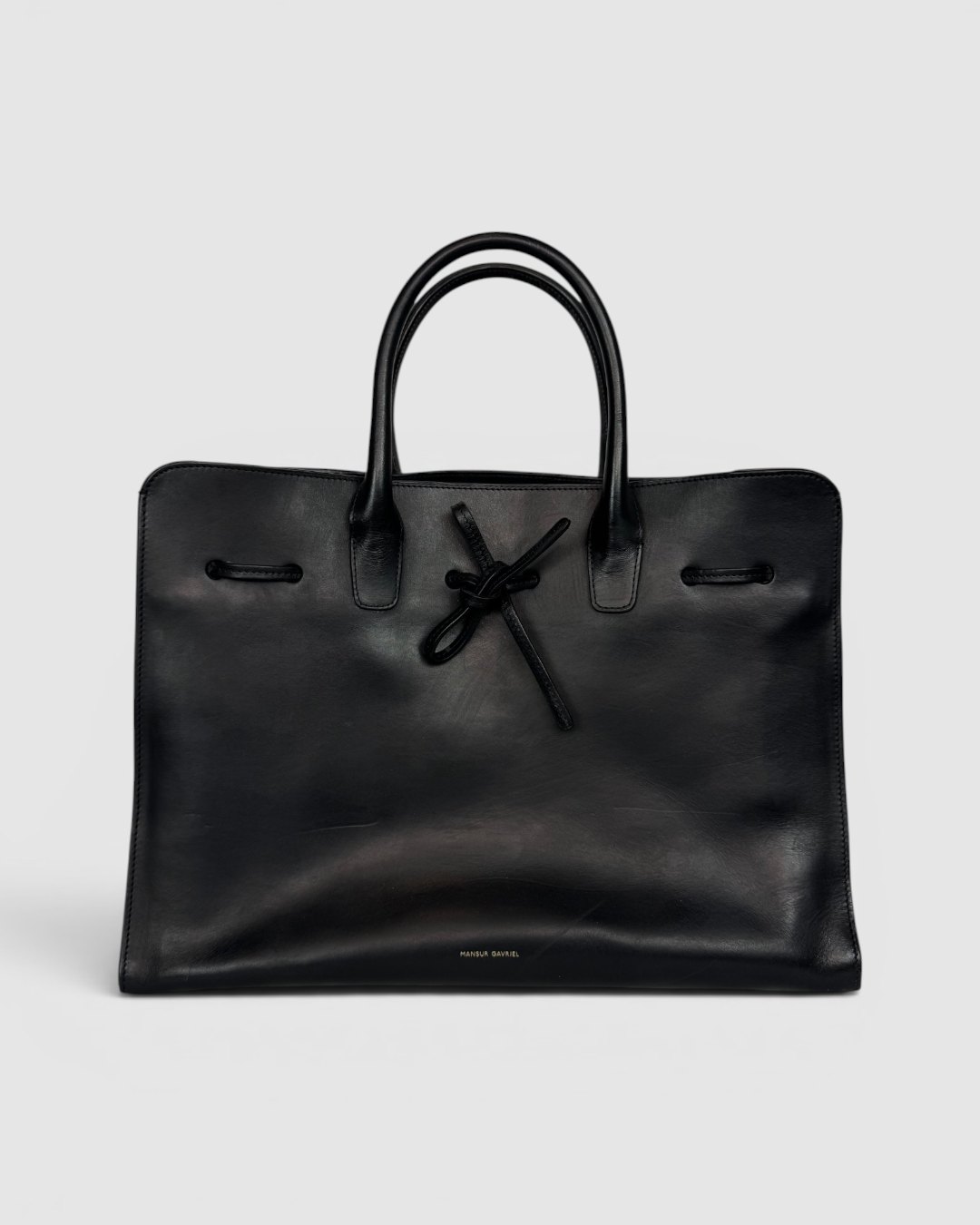 Mansur Gavriel Black Leather Tie Closure 2 Way Tote
