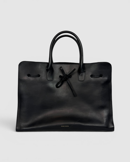 Mansur Gavriel Black Leather Tie Closure 2 Way Tote