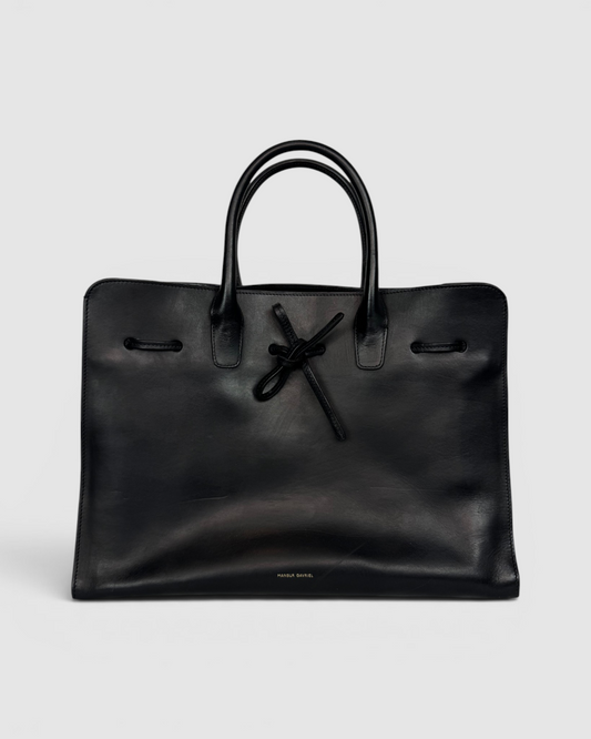 Mansur Gavriel Black Leather Tie Closure 2 Way Tote