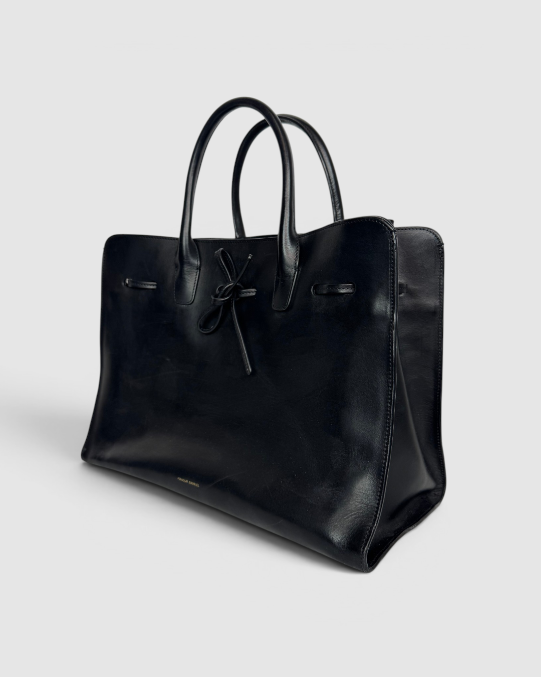 Mansur Gavriel Black Leather Tie Closure 2 Way Tote