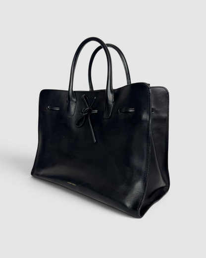 Mansur Gavriel Black Leather Tie Closure 2 Way Tote