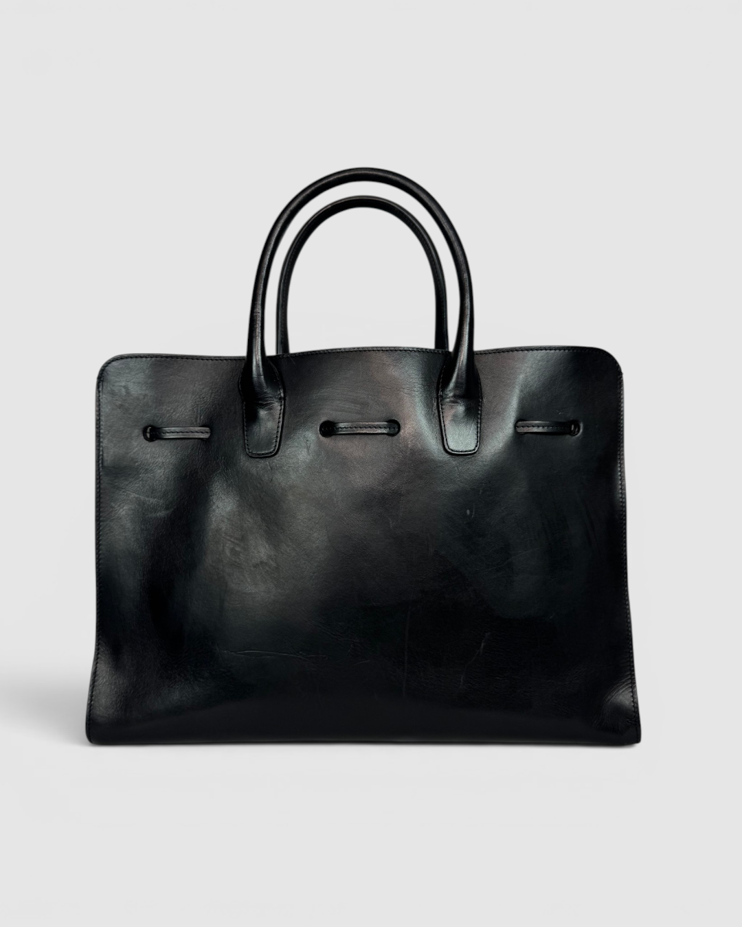 Mansur Gavriel Black Leather Tie Closure 2 Way Tote