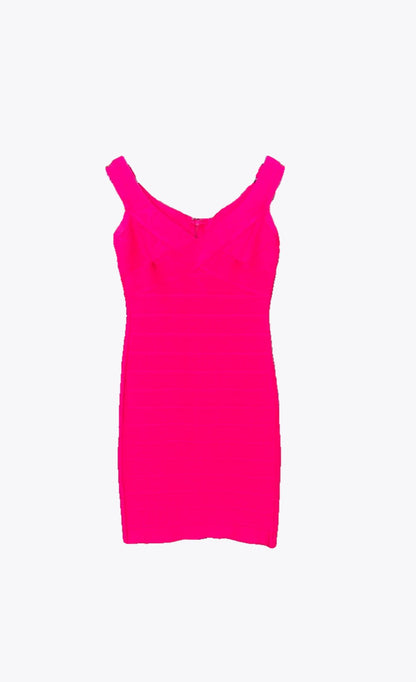 Herve Leger Dark Pink Sleeveless Knee Length Bandage Dress