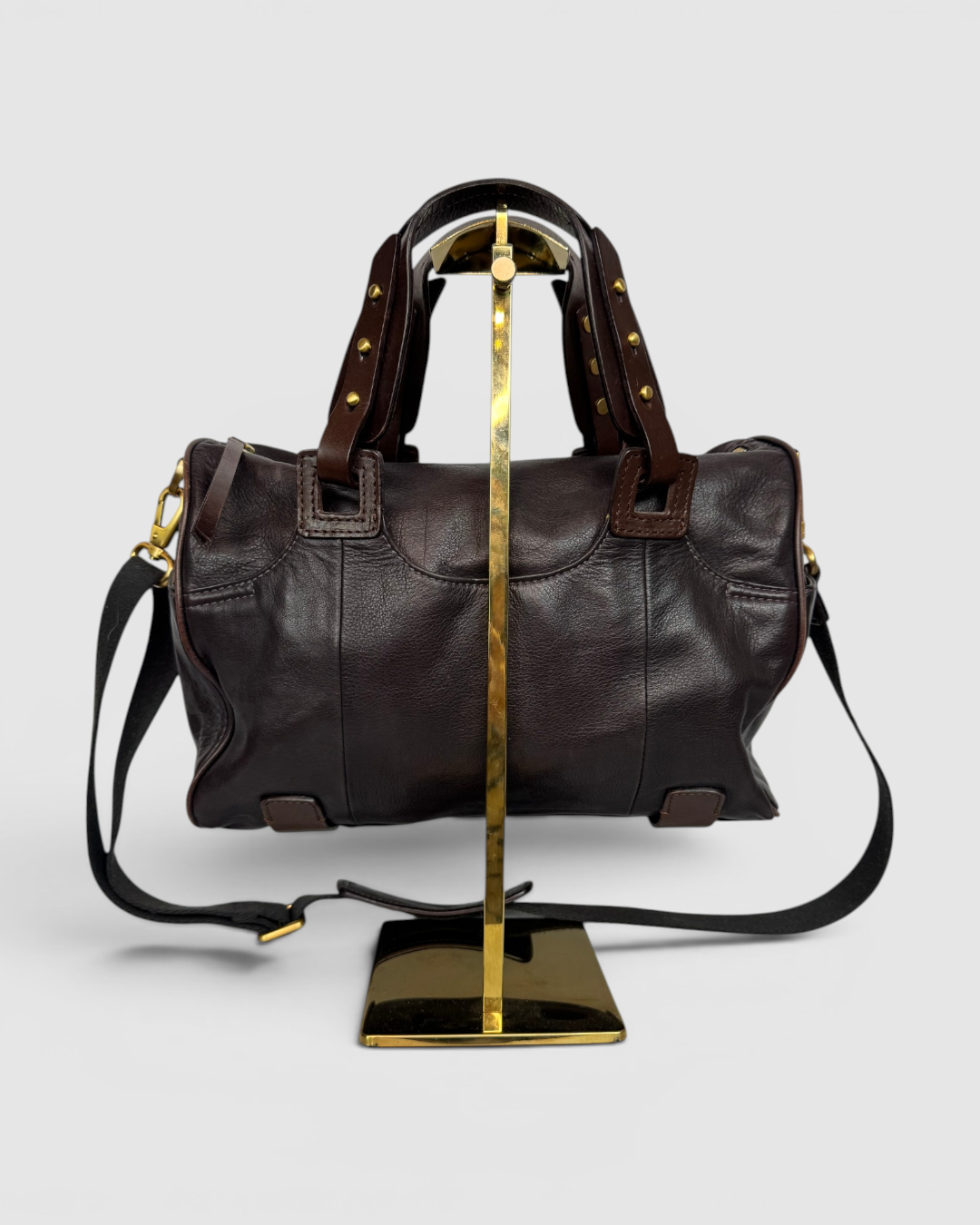 Peruvian Connection Dark Brown Leather Rectangle Shape 2 Way Bag