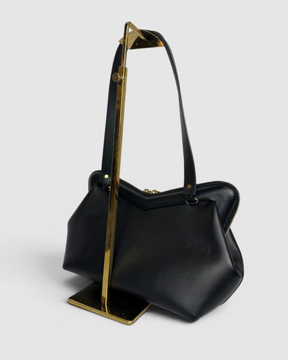 Mansur Gavriel Black Leather M frame Baguette Crossbody/Clutch