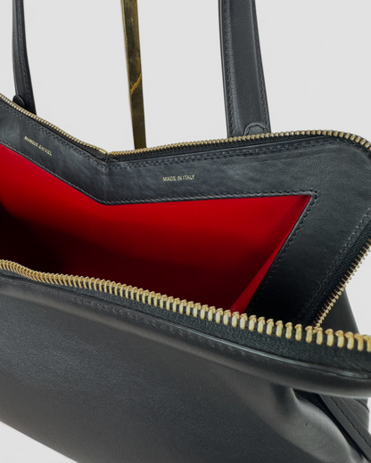 Mansur Gavriel Black Leather M frame Baguette Crossbody/Clutch