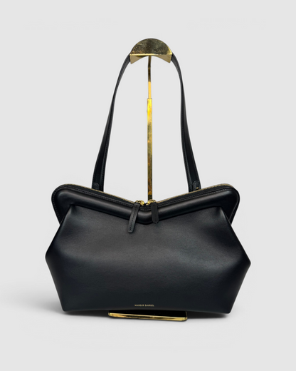Mansur Gavriel Black Leather M frame Baguette Crossbody/Clutch