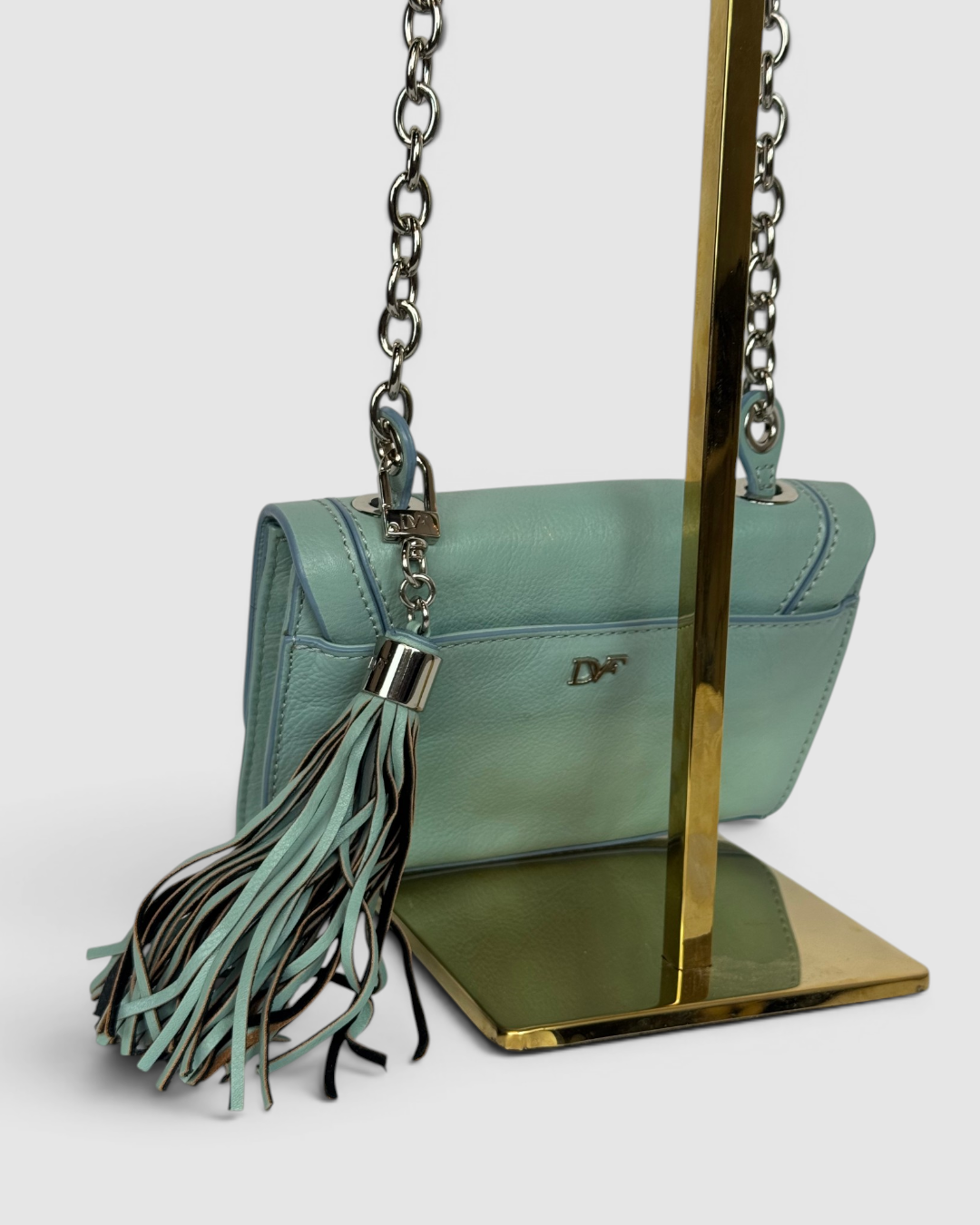 DVF Light Blue Small Crossbody Bag w/ Tassel