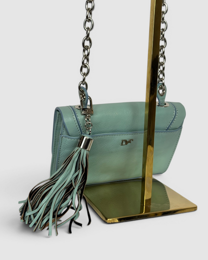 DVF Light Blue Small Crossbody Bag w/ Tassel