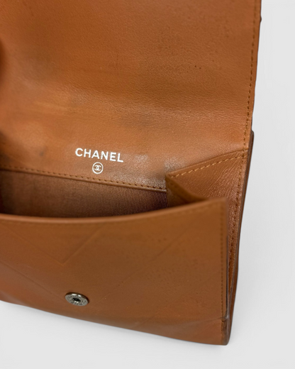 Chanel 2005 Tan Leather Stitch Bifold Wallet