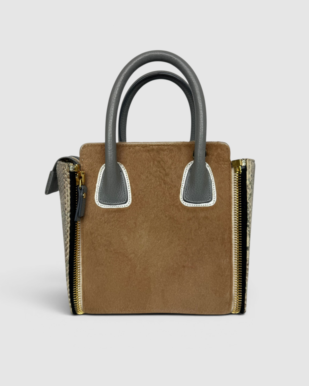 Paige Gamble Mini Tote w/ Fur & Snakeskin Panels w/ Replacement Panels