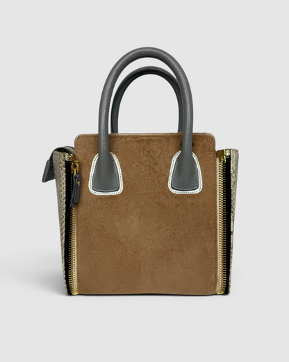 Paige Gamble Mini Tote w/ Fur & Snakeskin Panels w/ Replacement Panels