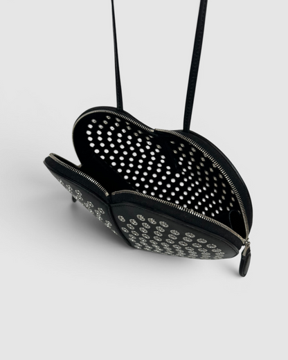 Alaia Black Lambskin Eyelet Heart Shaped Bag