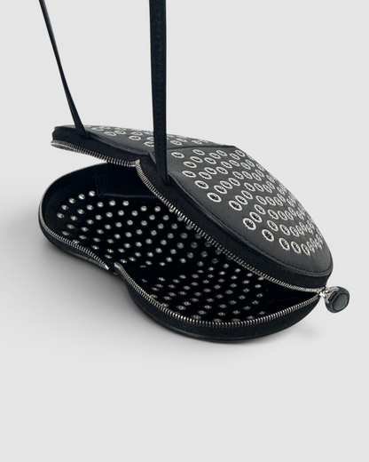 Alaia Black Lambskin Eyelet Heart Shaped Bag