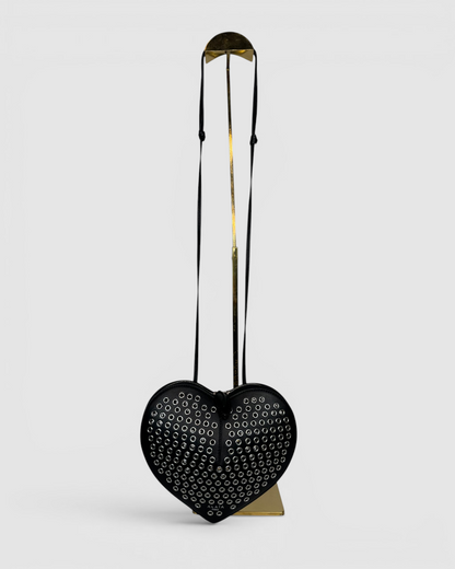 Alaia Black Lambskin Eyelet Heart Shaped Bag
