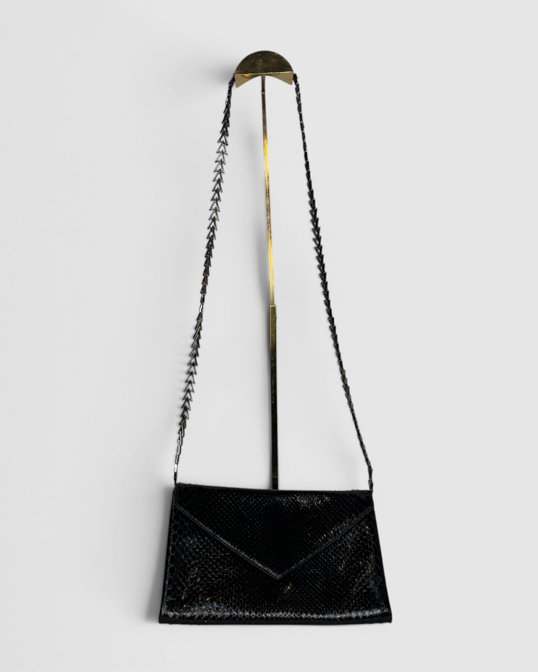 Alaia Black Snakeskin Envelope Bag on Chain