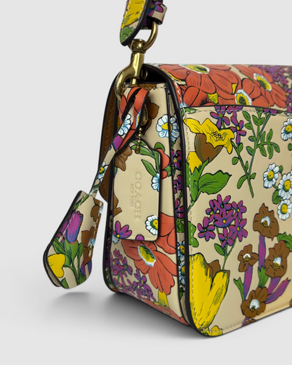 Coach Leather Beige Floral Print Studio Shoulder Bag w Lock