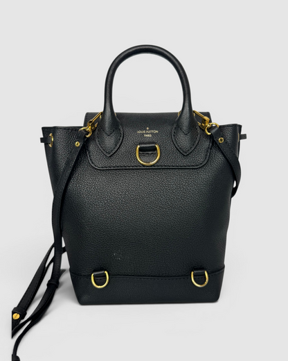 Louis Vuitton Black Pebbled Leather Lockme Mini Backpack w Gold Lock