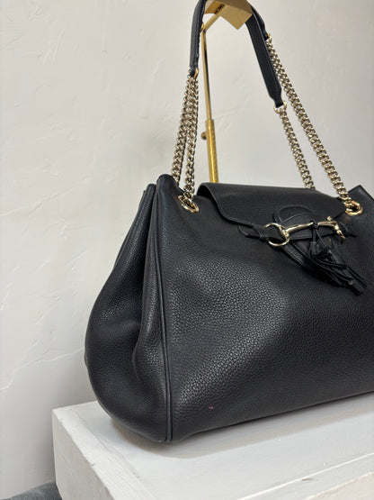 Gucci Black Shoulder Bag w/ Gold Chain & Tassel Detail