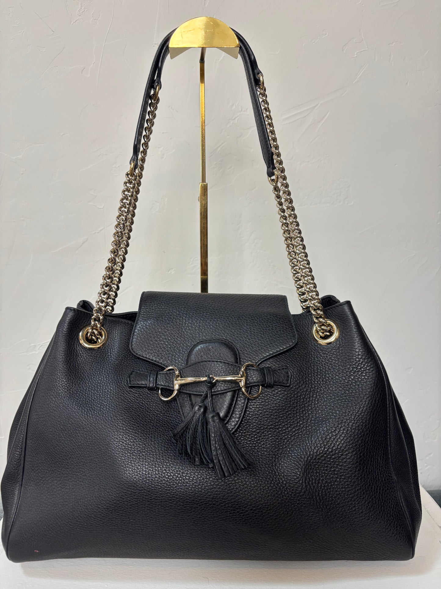 Gucci Black Shoulder Bag w/ Gold Chain & Tassel Detail