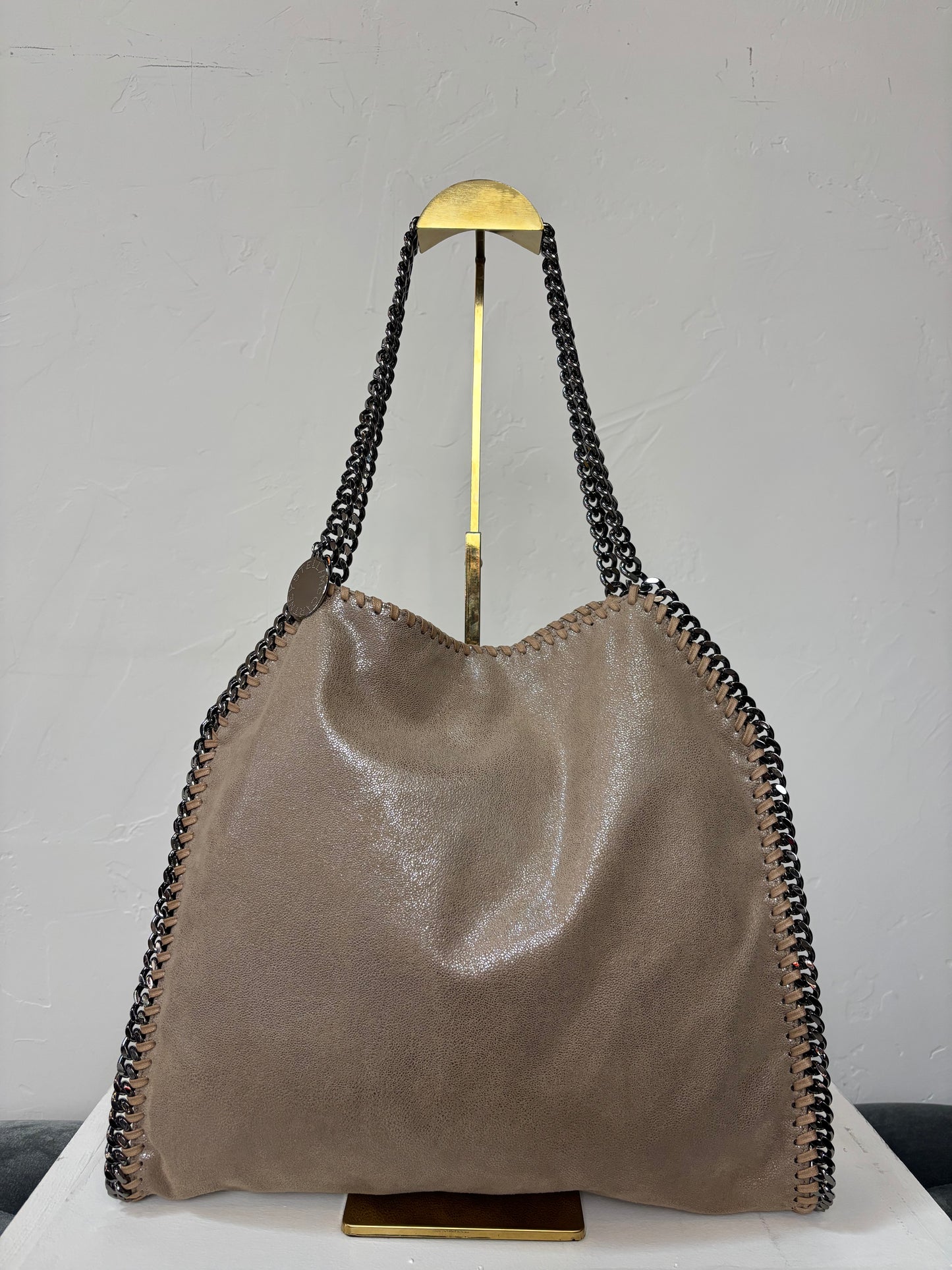 COMES WITH DUSTBAG - Stella McCartney Taupe/Sand Falabella Tote w/ Gun Metal Colored Aluminum Chain