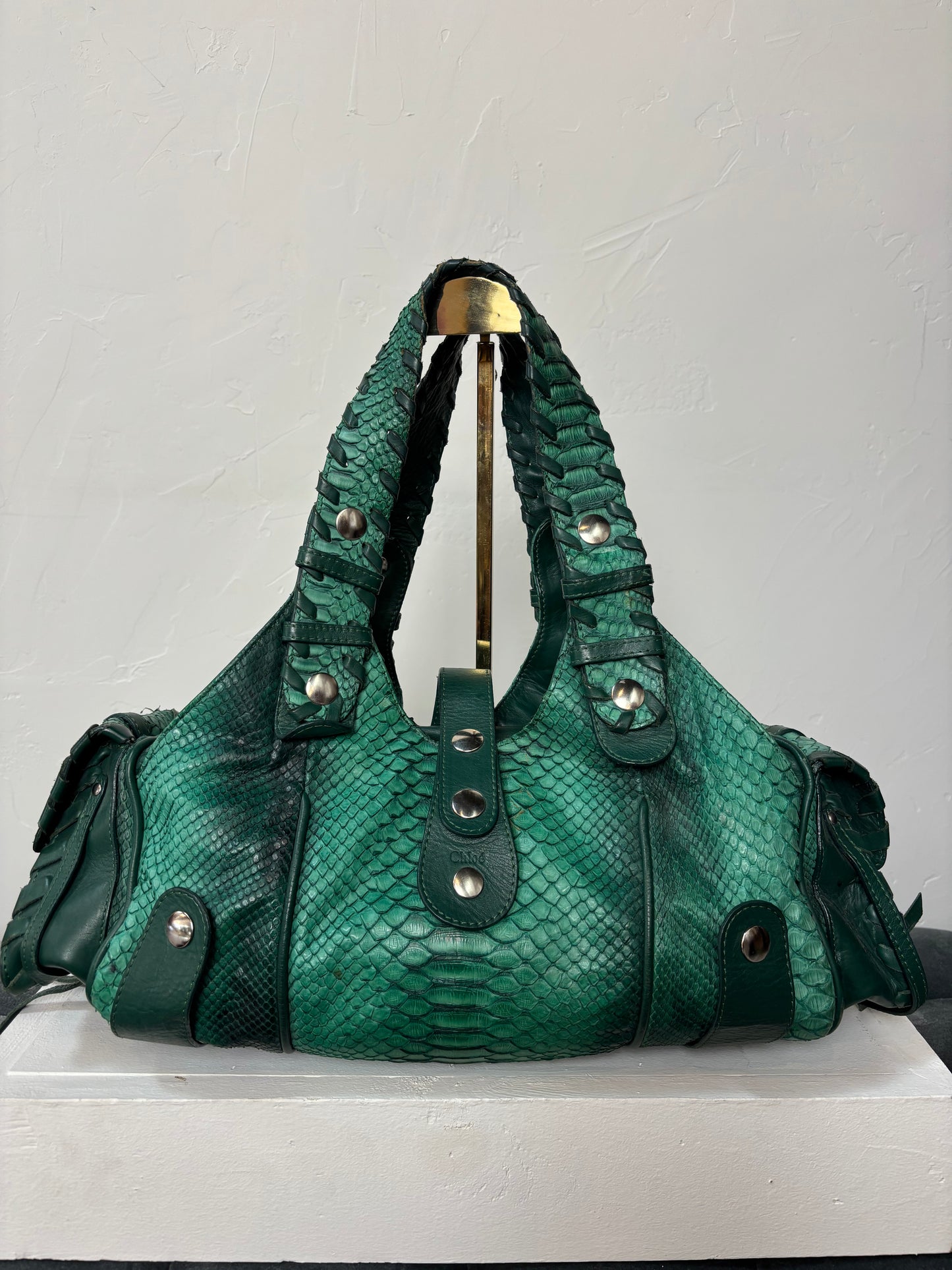 Chloe Green Python and Leather Shoulder Bag