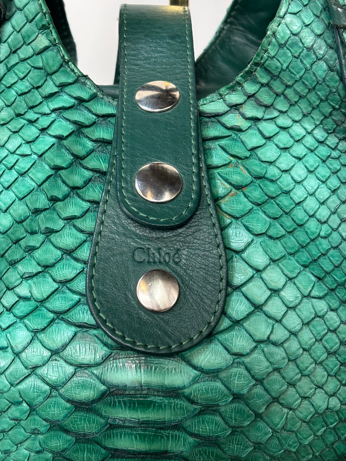 Chloe Green Python and Leather Shoulder Bag