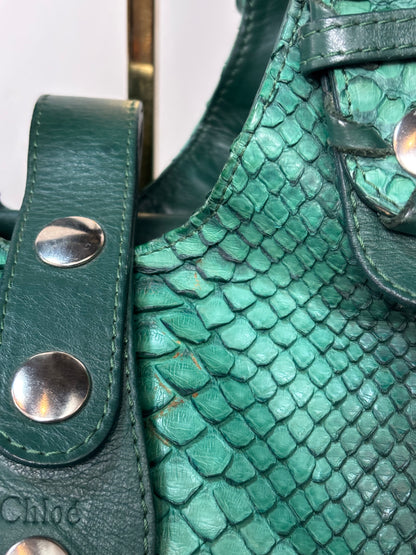 Chloe Green Python and Leather Shoulder Bag