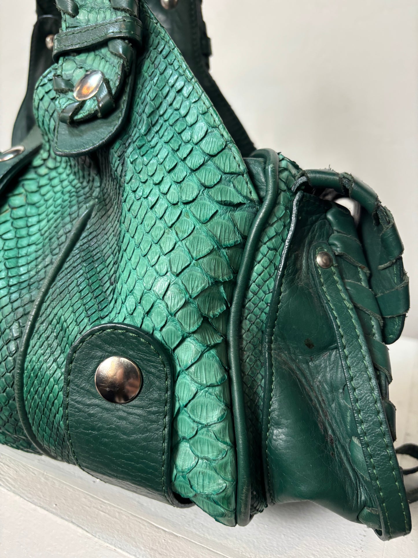 Chloe Green Python and Leather Shoulder Bag