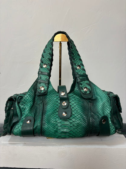 Chloe Green Python and Leather Shoulder Bag