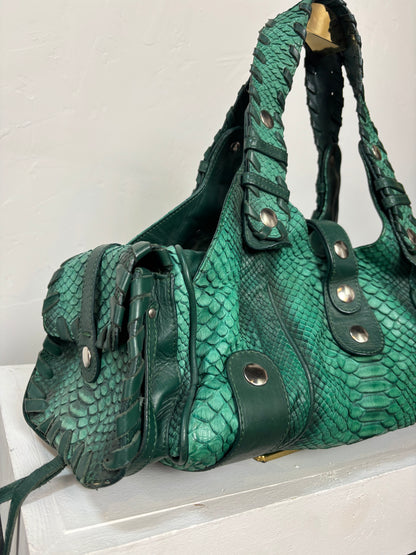 Chloe Green Python and Leather Shoulder Bag