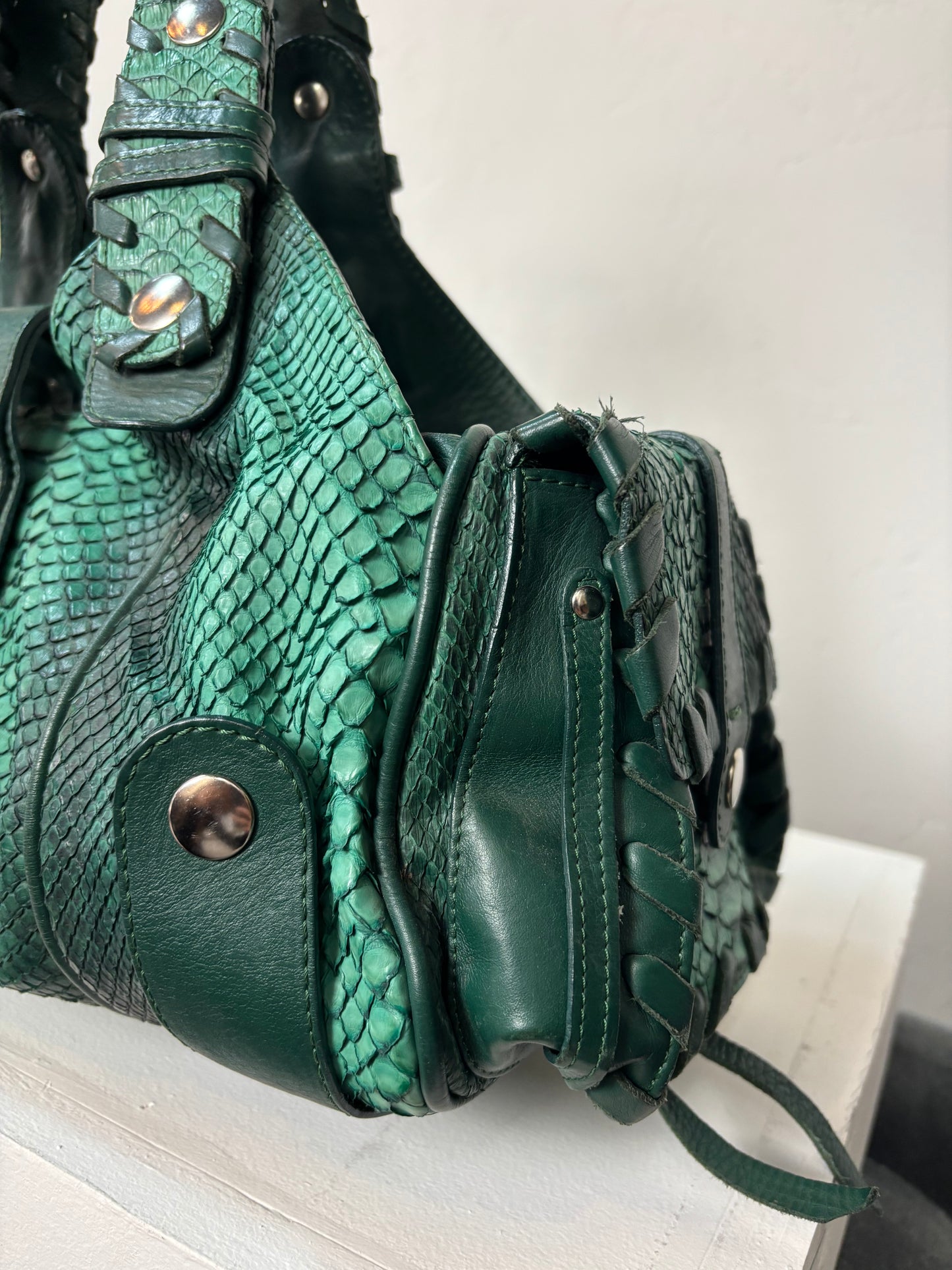 Chloe Green Python and Leather Shoulder Bag