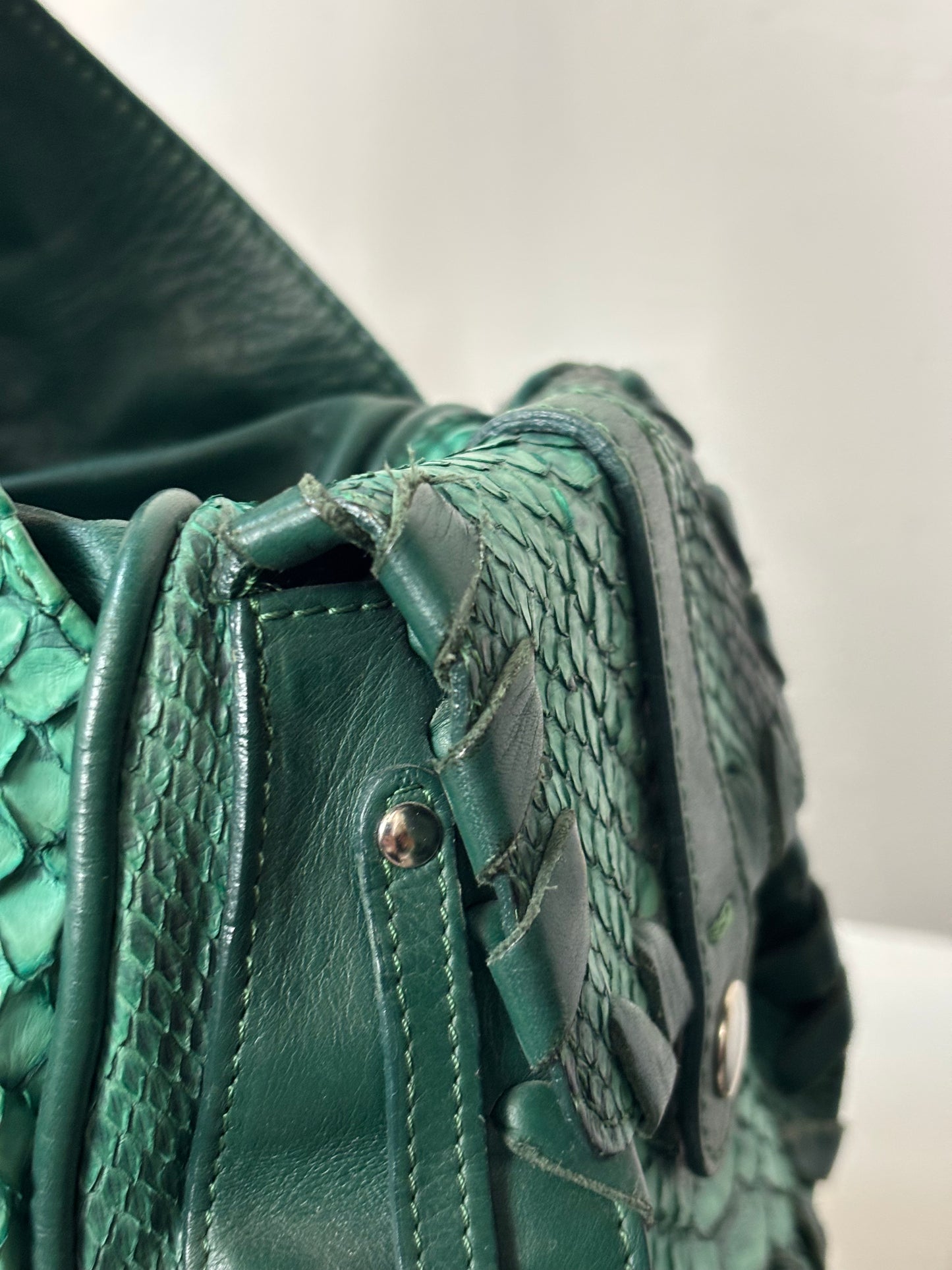 Chloe Green Python and Leather Shoulder Bag