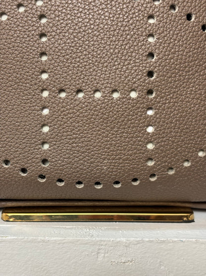 Hermes Evelyne GM I in Taupe w/ Palladium Hardware & White Stitching