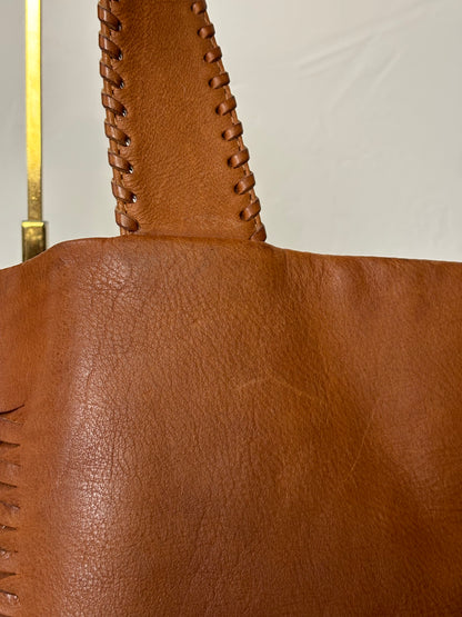 Ralph Lauren Brown Leather Tote w/ Braided Detail