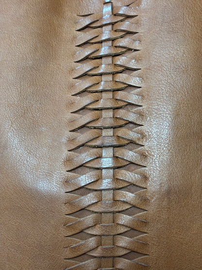 Ralph Lauren Brown Leather Tote w/ Braided Detail