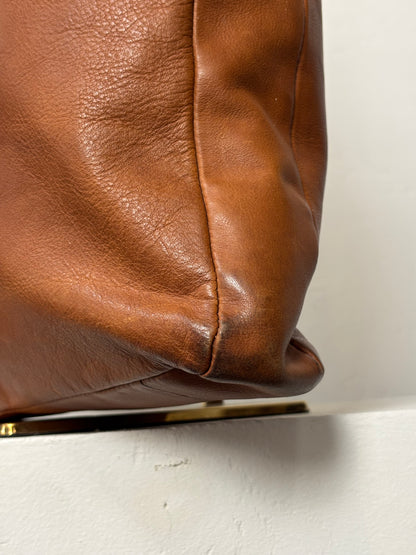 Ralph Lauren Brown Leather Tote w/ Braided Detail