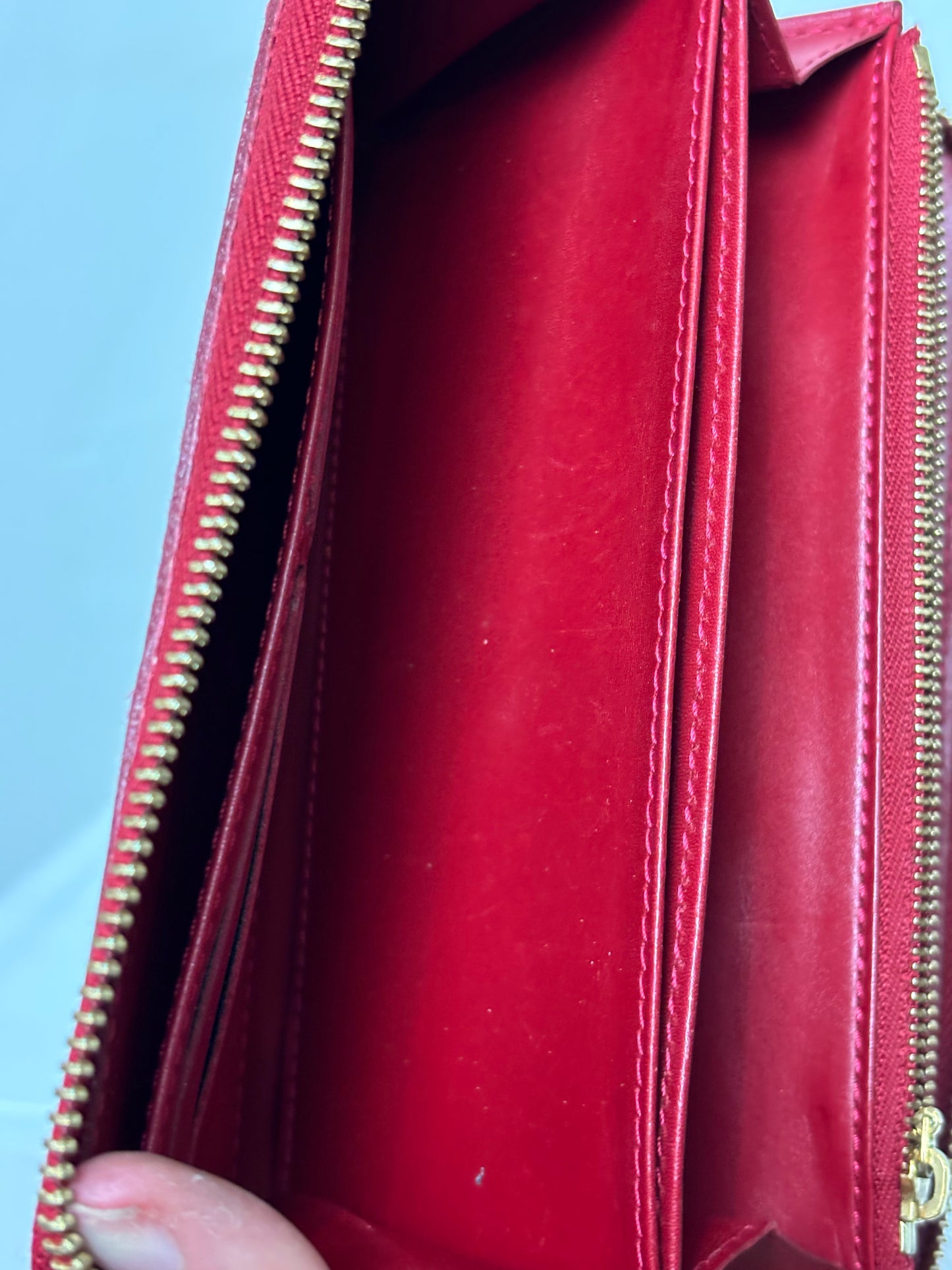 Louis Vuitton Patent Leather Candy Apple Red Zippy Vernis Wallet