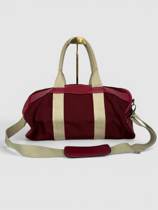 Hogan Red Duffle Bag w/ Khaki Handles