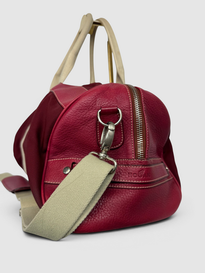 Hogan Red Duffle Bag w/ Khaki Handles