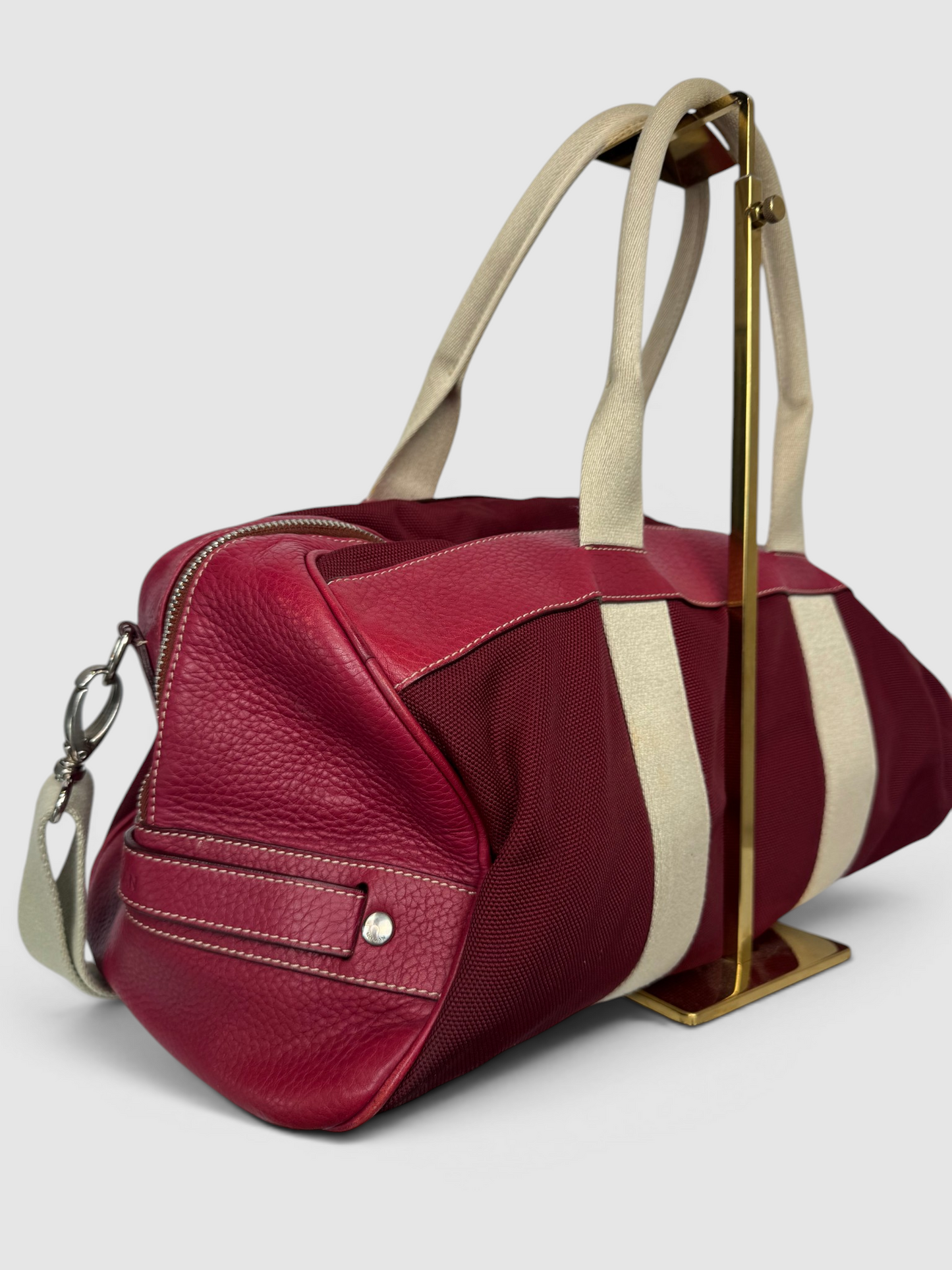 Hogan Red Duffle Bag w/ Khaki Handles