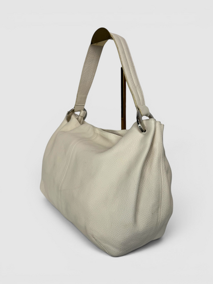 Furla Cream Leather Tote w Silver Hardware