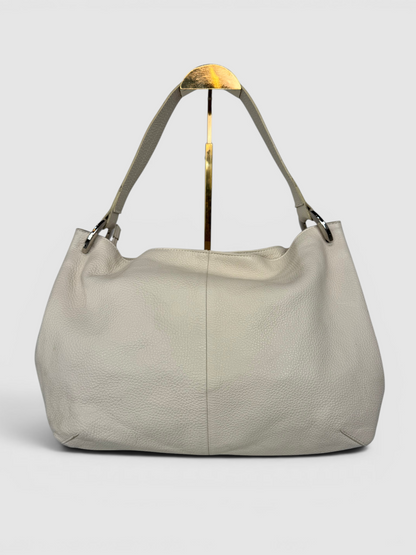 Furla Cream Leather Tote w Silver Hardware
