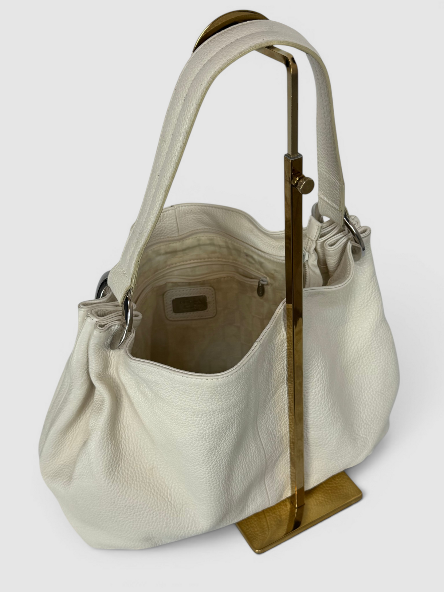 Furla Cream Leather Tote w Silver Hardware