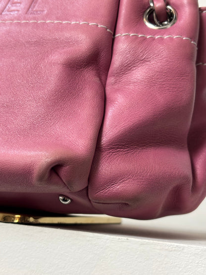 Chanel Pink Lambskin Accordian Hobo Shoulder Bag