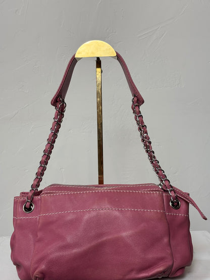 Chanel Pink Lambskin Accordian Hobo Shoulder Bag