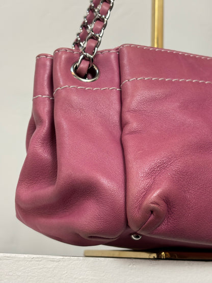 Chanel Pink Lambskin Accordian Hobo Shoulder Bag