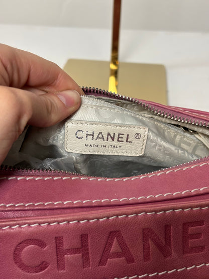 Chanel Pink Lambskin Accordian Hobo Shoulder Bag