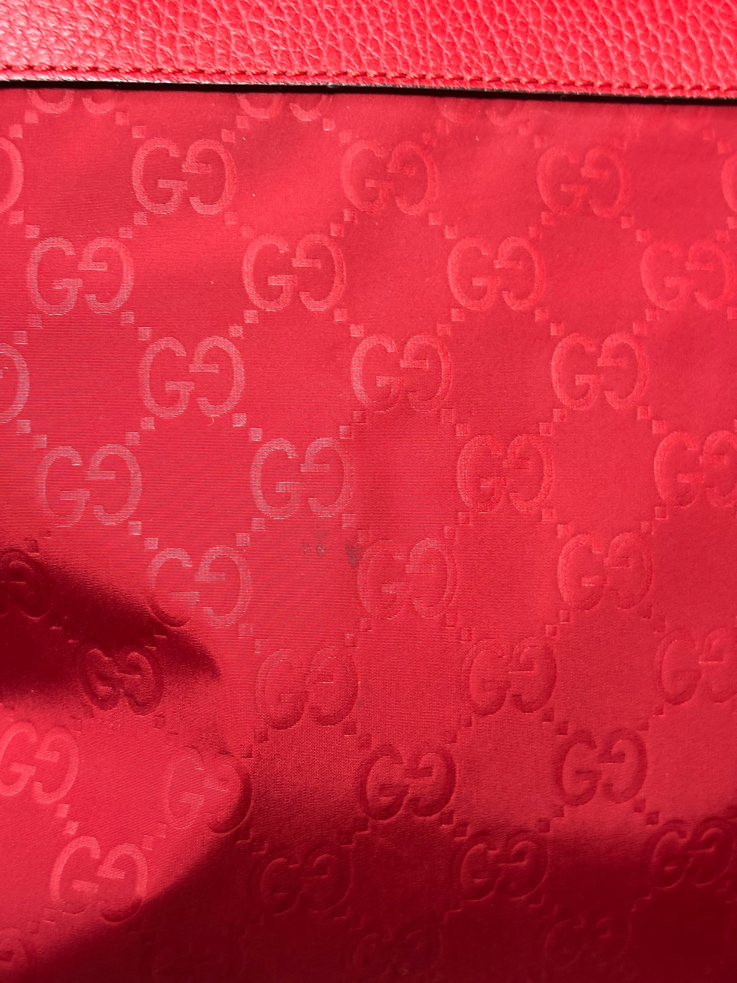 Gucci Red Nylon Monogram Double Buckle Flap Messenger Bag