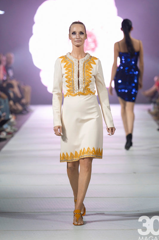 Gucci Crystal Embellished Tri-Clasp Long Sleeve Dress NWT